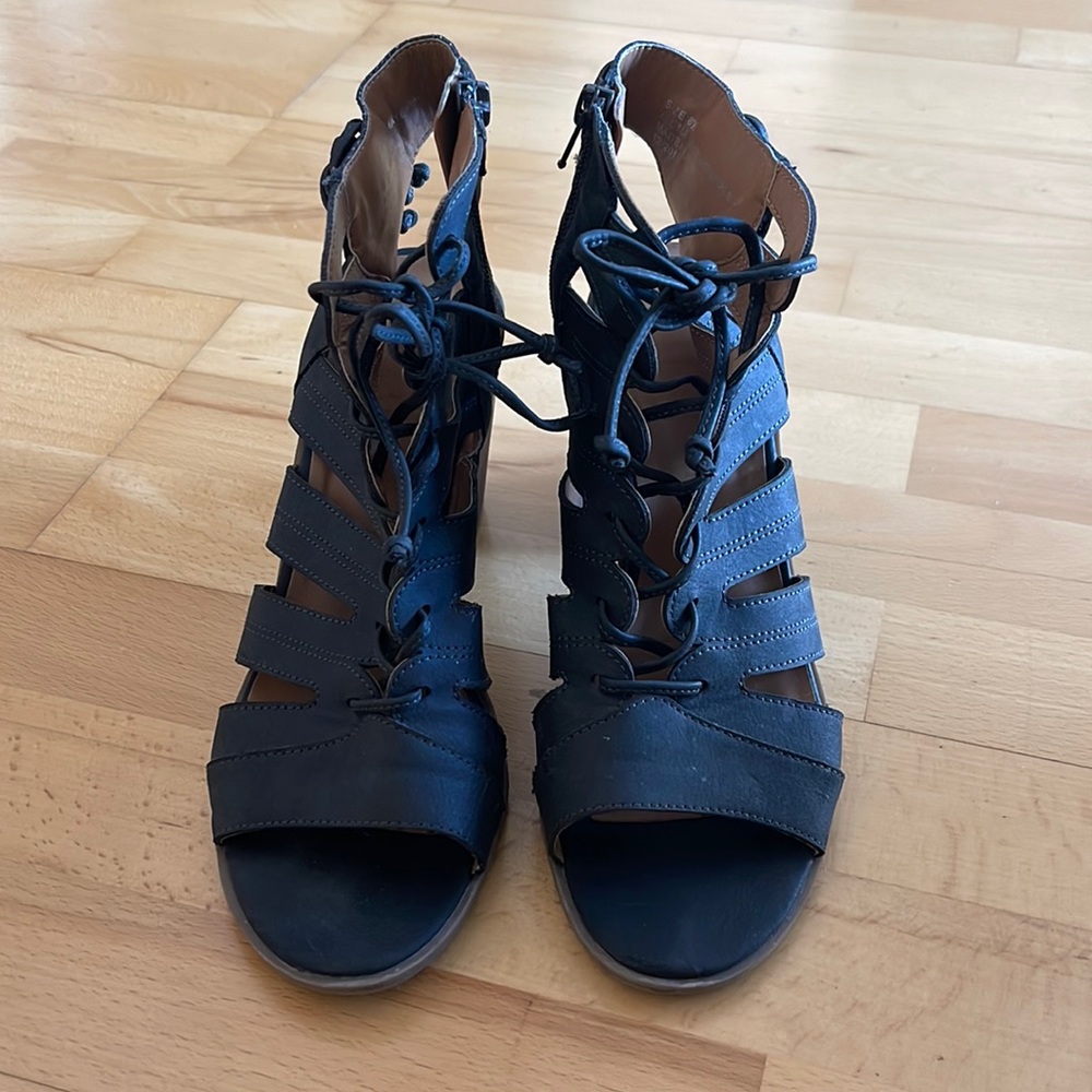 Faryl Robin lace up black block heels